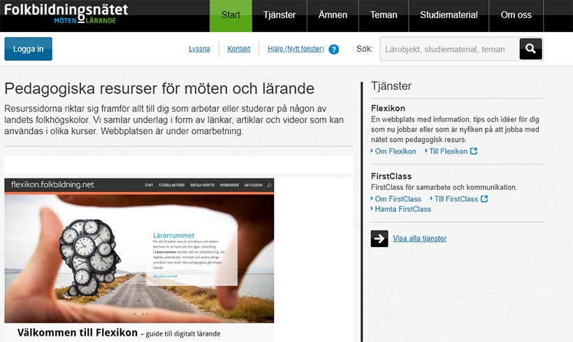 Skärmdump från webbplatsen folkbildning.net.